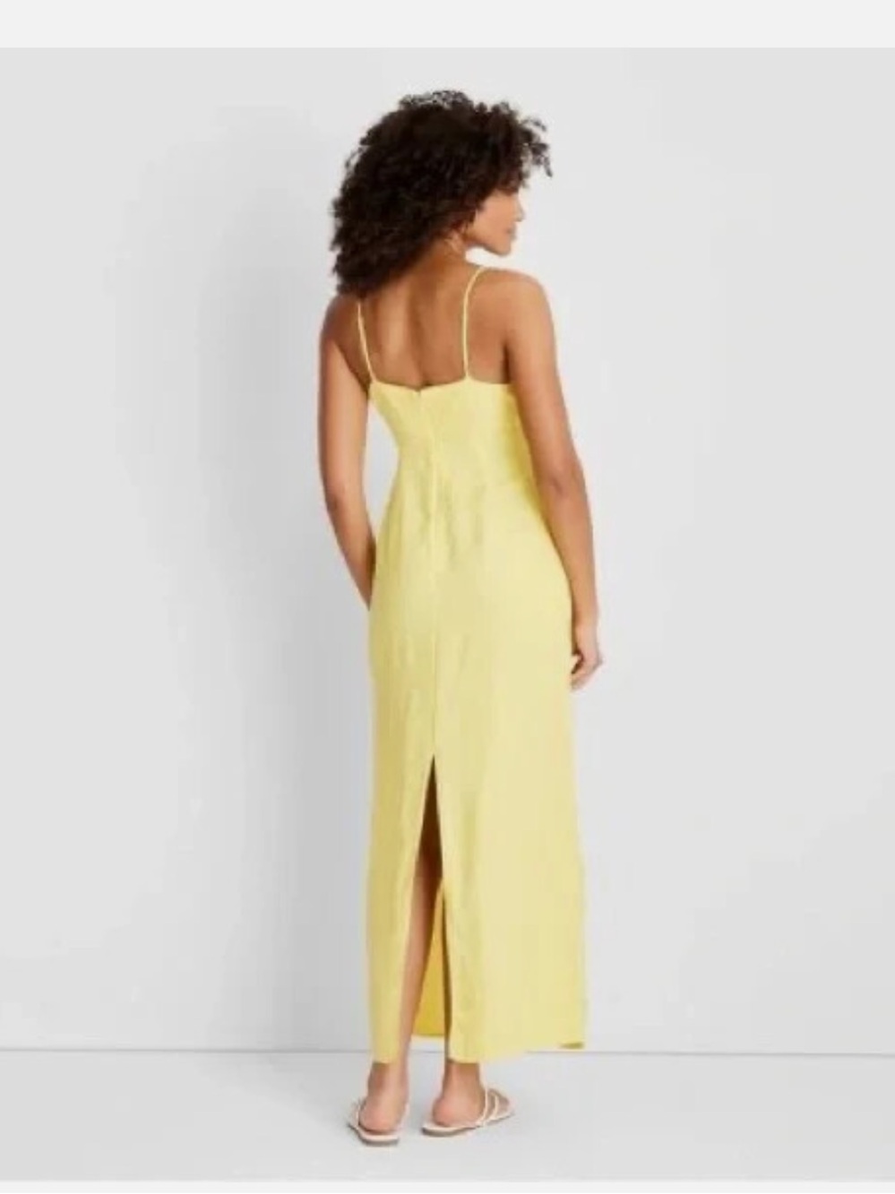 NWT Future Collective x Jenee Naylor Yellow Linen Blend Ring Maxi Dress Size 14 - Picture 2 of 10